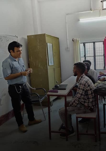 Guest giving lecture to students