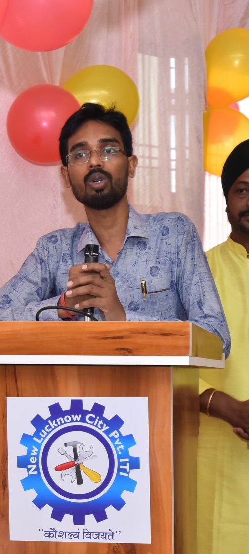 Teacher achoring at cultural event - Abhivyakti