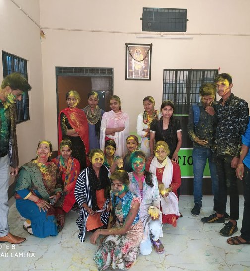 Group of students after holi celebration in campus