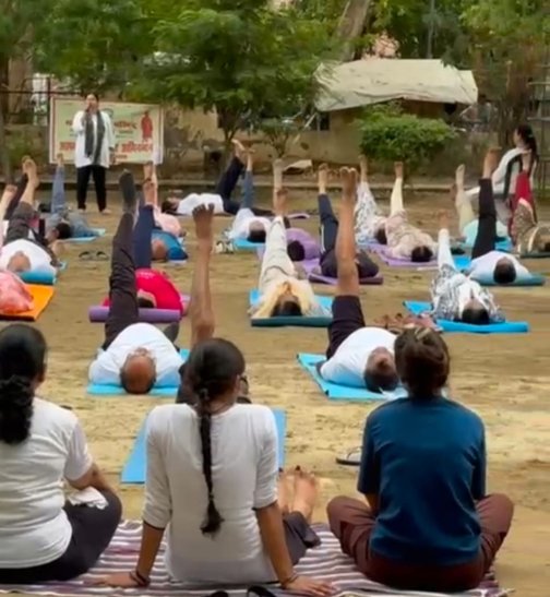Students on yoga day